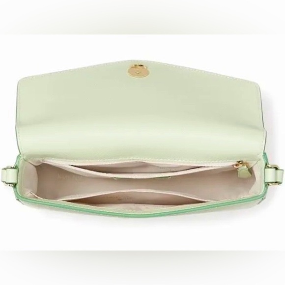 Kate Spade Sadie Envelope Saffiano Leather Light Olive Crossbody purse NWT - Picture 15 of 16